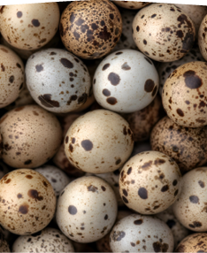 Close up view of a pile of quail eggs